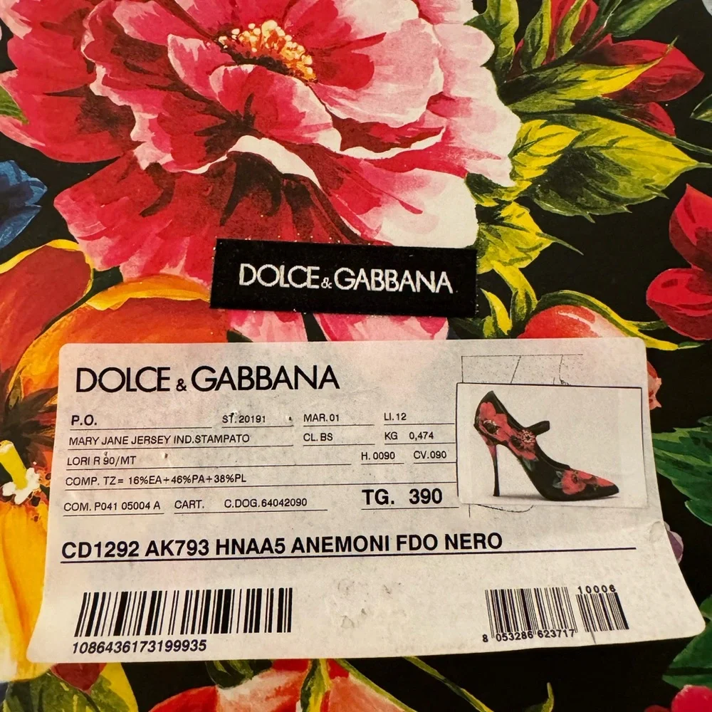 Dolce & Gabbana Black and Red Floral Heels with Brooch Detailing Embellishments - Picture 6 of 13